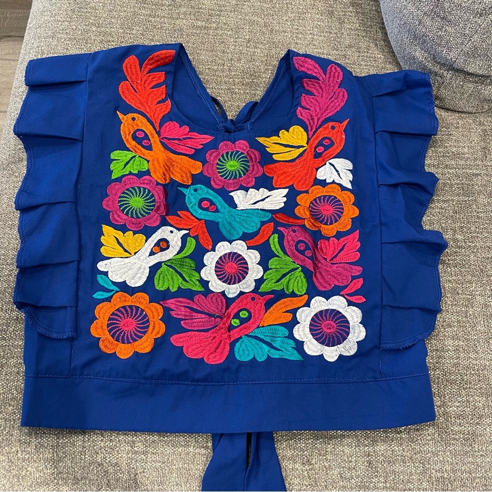 Embroidered Blue Women's Top